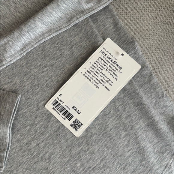 Lululemon Love Tee Heather Gray Long Sleeve. From a Pet Free Smoke Free home - Picture 2 of 5